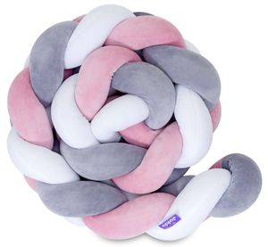 Bettschlange geflochten 200 cm [Mix Rosa] Bettumrandung Zopfschlange Babybett Schlange