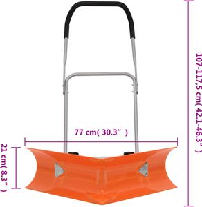 vidaXL Schneeschieber mit Teleskopgriff Orange Stahl