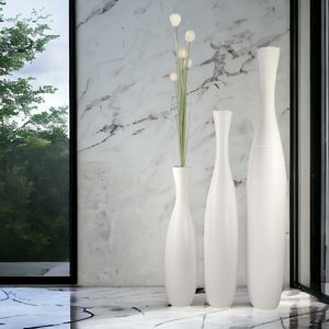 Edelste Deko-Bodenvase – Hohe Keramikvase für Pampasgras & Dekozweige - stabil,  50cm höhe in Weiß