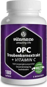 Vitamaze OPC ekstrakt z pestek winogron wysoka dawka + witamina C kapsułki, 180 kapsułek