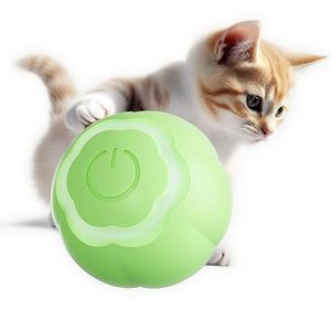 Elektrisch Katzenball mit LED Licht,Interaktives Katzenspielzeug,Selbstbeschäftigung Sieben Farben,360° Selbstrollender Ball(Grün)
