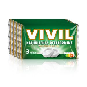 VIVIL Natürliches Pfefferminz Pastillen | 5 x 3er Pack