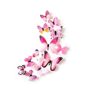 Oblique Unique 3D Schmetterlinge 12er Set für die Wand zum Kleben Wandtattoo Wandsticker Wanddeko - Real rosa