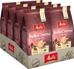 MELITTA Ganze Kaffeebohnen BellaCrema Intenso 8 x 1 kg starkes Aroma intensiv