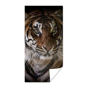 MuchoWow® Poster Tiger - Kopf - Schwarz 60x120 cm - Wandschmuck