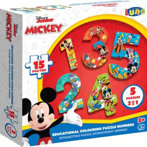 Luna 2in1 Puzzle Malpuzzle Zahlen Lernpuzzle Mickey mit 5 Puzzle XXL-Puzzleteile