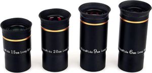 Svbony Okular Set 1,25 Zoll, 6mm 9mm 15mm 20mm Teleskop Okular Kit, 66 Grad Weitwinkelokular, FMC Beschichtung Langer Augenabstand für Planetenbeobachtung