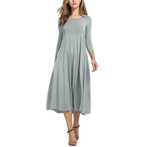 Super Preis-Frauen-Kleid&Tunika-Lange Ärmel&Rundhalsausschnitt&Übergröße,Farbe: Grau,Größe:L