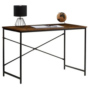 Schreibtisch IZEDA im Industrial Stil aus Metall in schwarz und MDF in Vintage Optik, Tisch im minimalistischen Vintage Look
