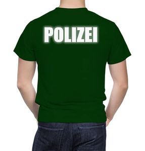 Polizei T-Shirt Herren - Tshirt für Polizei - 100% Baumwolle  (Grün-Reflex, L)