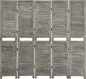 vidaXL 5-częściowy rozdzielacz pokoju szary 179x166 cm lite drewno - rozdzielacz pokoju - ekran prywatności - składany ekran - ściana panelowa
