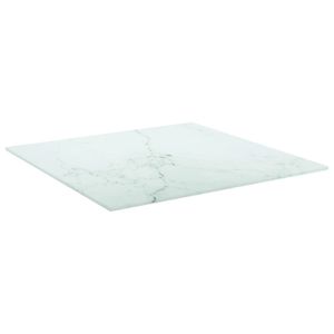 vidaXL Tischplatte Weiß 50x50 cm 6 mm Hartglas in Marmoroptik