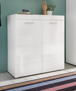 trendteam Šatní skříň na boty Amanda White Decor/White High Gloss Deep Draw 91 x 97 x 38 cm