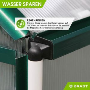 BRAST Gewächshaus Aluminium mit Fundament rostfrei  6mm Platten 310x190x195cm Grün