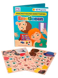 Magnetspiel Emotionen, Lernspiel Lustige Gesichter, Magnetspielbuch, Brettspiel für Kinder mit 45 Magneten