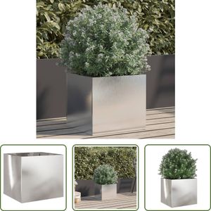 The Living Store Srebrna donica 32x30x29 cm ze stali nierdzewnej