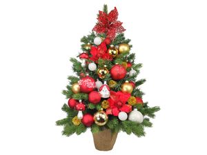 Set Weihnachtskugeln 81 Stück in Box PREMIUM RED für Weihnachtsbäume bis 100 cm