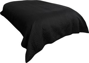 Tagesdecke Bettüberwurf 220x240 cm schwarz Uni Einfarbig gesteppt Sofaüberwurf