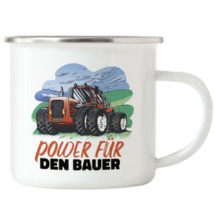 Power Für Den Bauer Emaille Tasse Geschenkidee Bauern Bauernhof Fans Farmer Landwirtschaft Traktor Trecker