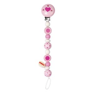 Heimess 732420 Schnullerkette Perlen gestreift und gepunktet, rosa (1 Stück)