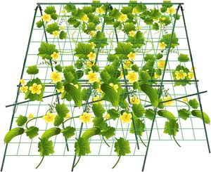Hoyejyou 48 x 48Zoll faltbar A-Frame Gurke Spalier für Hochbeet Garten Gemüse wachsen unterstützt, Garten Spalier für Kletterpflanzen im Freien für Tomate / Kürbis / Gurke