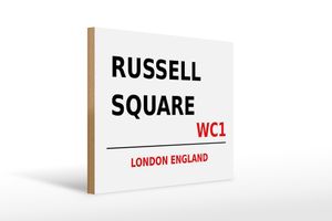 Holzschild London 40x30cm England Russell Square WC1