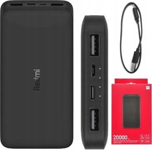 Xiaomi Redmi Powerbank 20000Mah 18W Usb Schnellladegerät Schwarz Für Reisen