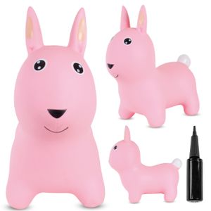 SUN BABY skákacie zvieratká od 1 roka s pumpičkou nafukovacia skákacia hračka z kvalitnej a odolnej gumy ružový králik