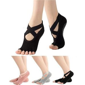 Socken Rutschfeste Yoga-Socken für Tanz, Yoga, Ballett und Pilates（Zehen zeigen）