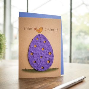 Osterkarte - Grußkarte zu Ostern - Das Ei ist aus Saatpapier und enthält Wildblumensamen