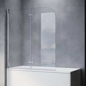SONNI Badewannenaufsatz 120x140 cm Nano Glas Faltbar Badewannenfaltwand Duschabtrennung Faltwand Komfort