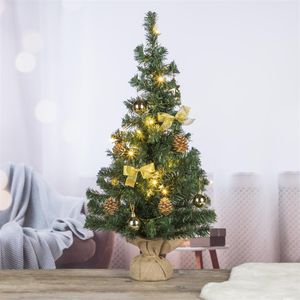Künstlicher Weihnachtsbaum Geschmückt Beleuchtung LED Timer 75cm Gold