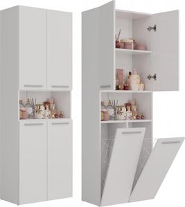 ADGO, Wäscheschrank, Badschrank Wäschekorb, Badregal Weiße Matte, Nel