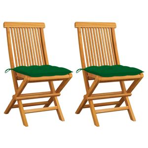 Gartenstühle mit Grünen Kissen 2 Stk. Massivholz Teak , Gartenstühle Design 2024