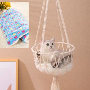 Macramé Cat Hammock Boho Style Kitty Hanging Rocking Bed Pet Sleeping Bed Cat House