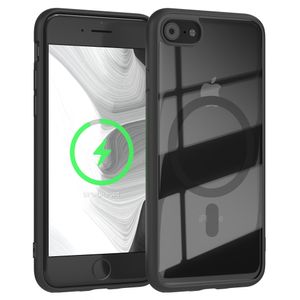 EAZY CASE - TPU Hülle kompatibel mit Apple iPhone SE (2022 / 2020) / iPhone 8 / 7 kompatibel mit MagSafe, Silikonhülle, Transparent / Schwarz