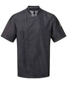 Premier Workwear Herren Chef's Zip-Close Kurzarm Jacket Kochjacke PR906 black denim (ca. pantone 426c) M