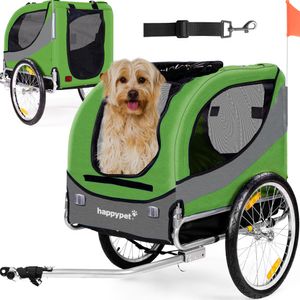 HAPPYPET Hundeanhänger für kleine bis mittelgroße Hunde, klappbar - Multifunktionaler Transporter für Hunde mit Kupplung, Max. 41,5 kg