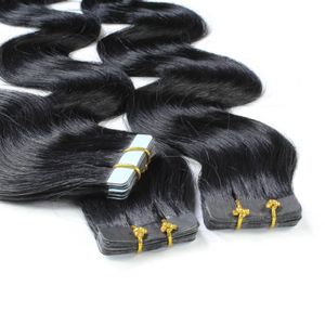 hair2heart Tape Extensions Ľudské vlasy vlnité - 10 pások 2,5g 40cm 2/0 čierna