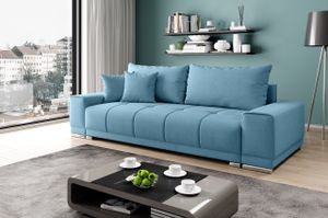 3er-Sofa Kevin - mit Schlaffunktion - Blau