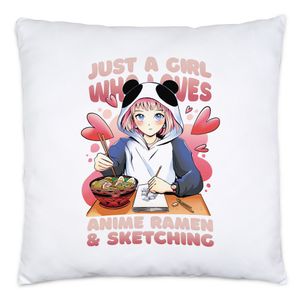 Just A Girl Who Loves Sketching And Anime Ramen Kissen Inkl Füllung Otaku Baka Manga Comic Geschenkidee Fans