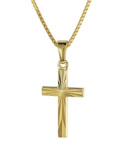 trendor 08508 Kreuz für Kinder Gold 333/8 Karat 18 mm + goldplattierte Kette, 38 cm