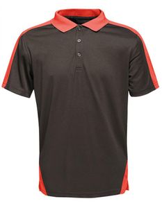Herren Contrast Coolweave Polo - Farbe: Black/Classic Red - Größe: 4XL