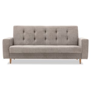 Klappcouch BIRGIT 220x90 mit schlaffunktion - Elegantes Design - Holzfüße - Auswahl an Farben - Kleines Couch - Schlafsofa - Stoff Vogue 2 Beige