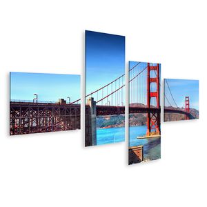 Bild auf Leinwand Golden Gate Brücke San Francisco Stadt Kalifornien Wandbild Poster Kunstdruck Bilder 150x80cm 4-teilig