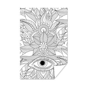 MuchoWow® Poster Boho - Blätter - Auge 60x90 cm - Wanddekoration