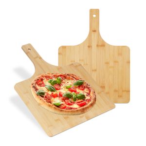 relaxdays Pizzaschieber XXL Bambus 2er Set