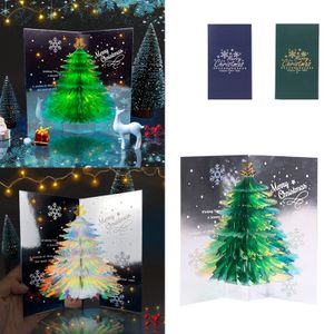 2 STK 3D Pop Up Karte Weihnachtskarte Silber/ Grün Weihnachtsbaum Grußkarte Weihnachtsgeschenk