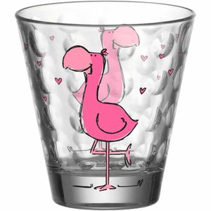 Leonardo Bambini Optic Flamingo dětský kelímek na pití, limonádové sklo, vícebarevný, 215 ml, 023555