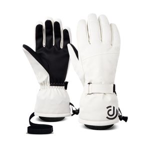 Skihandschuhe für Damen und Herren im Winter weiß Wärme Reitsport Touchscreen 5-Finger Outdoor-Handschuhe Baumwolle, weiß-M